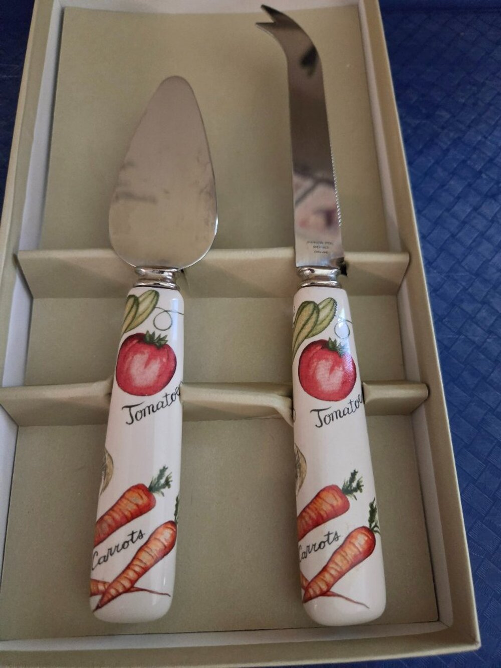 Franciscan vegetable medley cheese knife server porcelain handles
